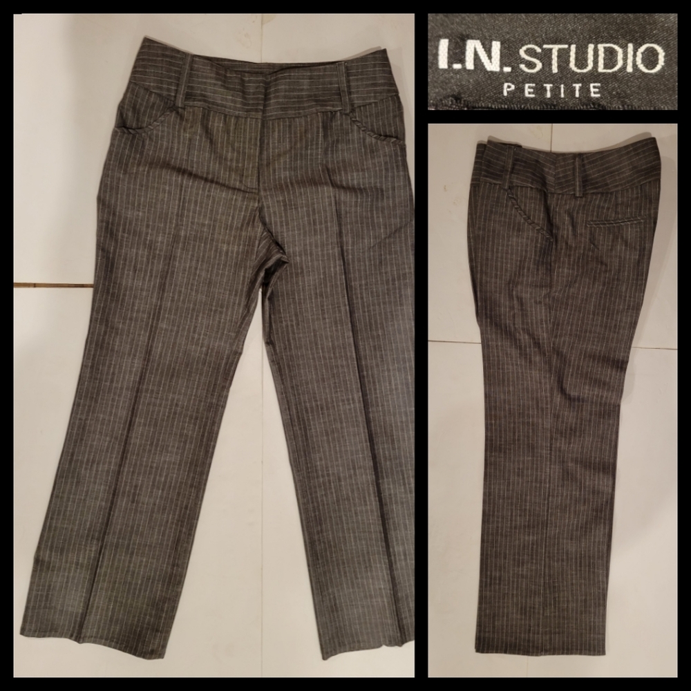 I.N. Studio Gray&White Pin-Stripe Career Pants 8P